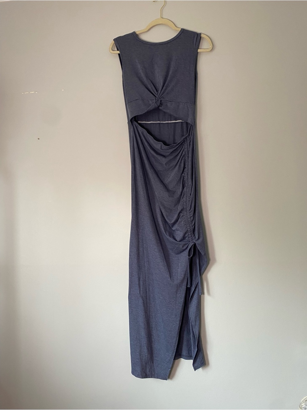 LYANER Heather Blue Ruched Cutout Maxi Dress Size M